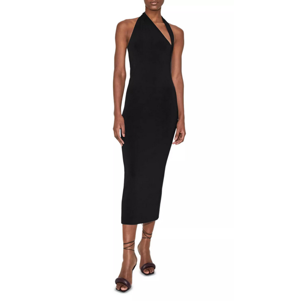 Galvan Artemis Asymmetric Halter Dress Black Size M 3421